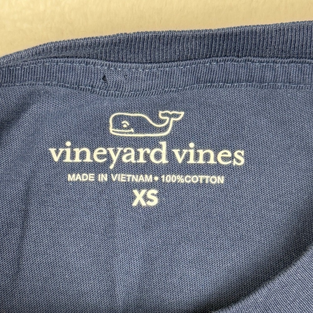 Vineyard Vines Shirt Mens XS Navy American Flag Pocket Long Sleeve Tee - Picture 2 of 10